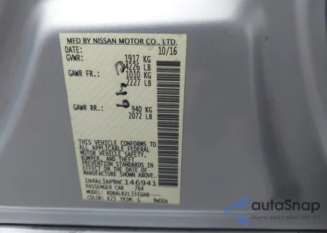 2017 Nissan Altima 2.5 Sl from USA, damaged, VIN 1N4AL3AP9HC146941